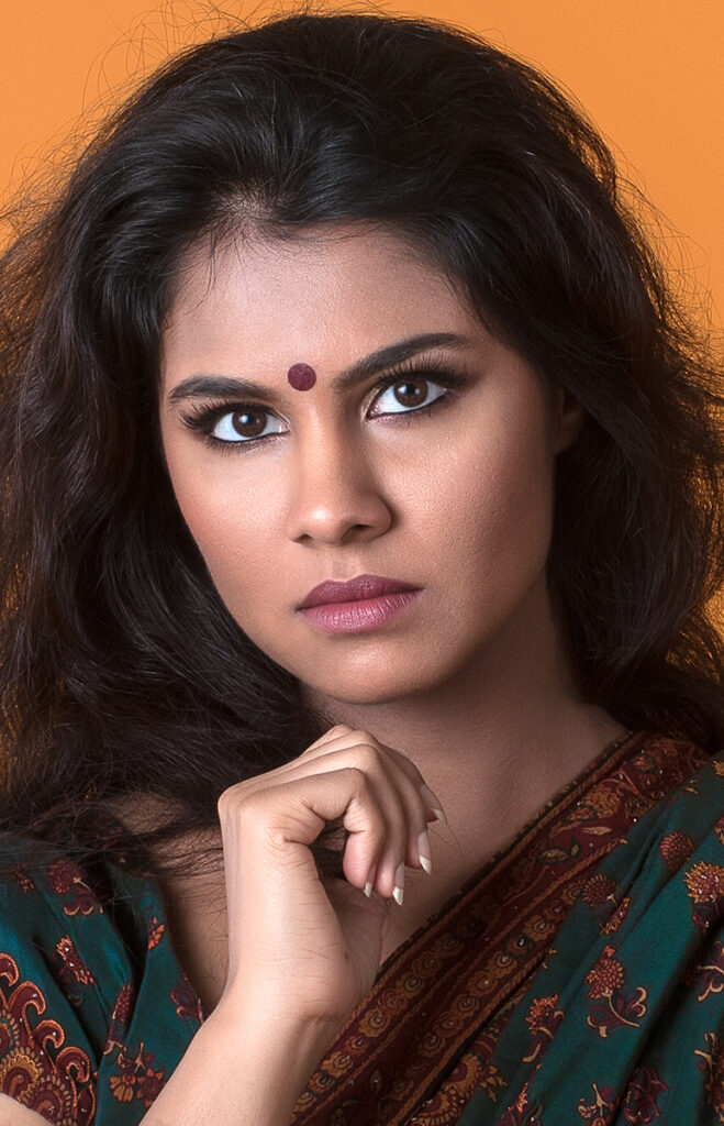 fashion news page saree model closeup