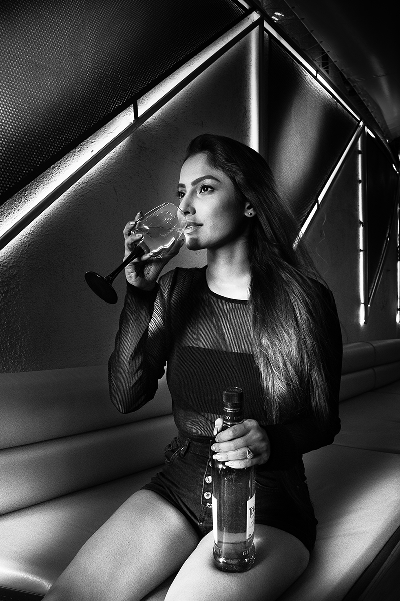 Lifestyle photography black and white wine drinking